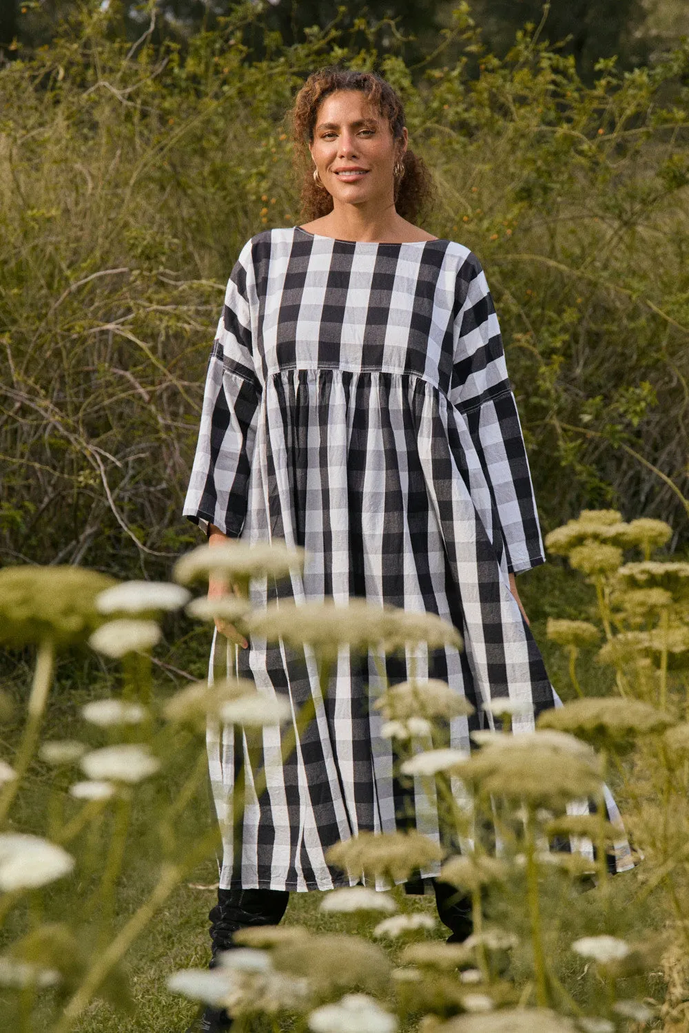 Ombre-Effect Coco Billow Dress in Gingham