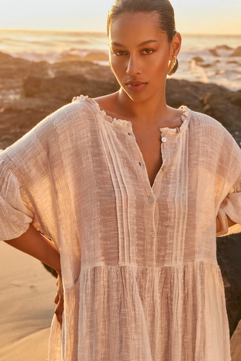 Dreamy Layers Coco Billow Dress in Natural Stripe