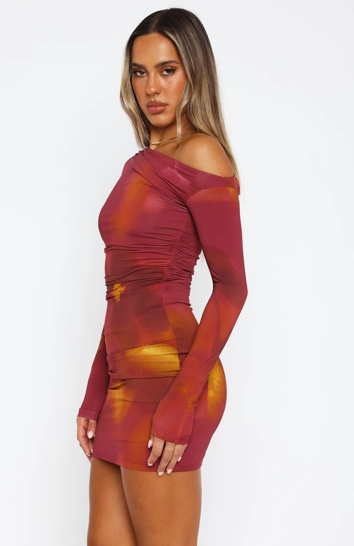 Stylish and Simple Global Style Want Her Back Long Sleeve Mini Dress Dark Romance