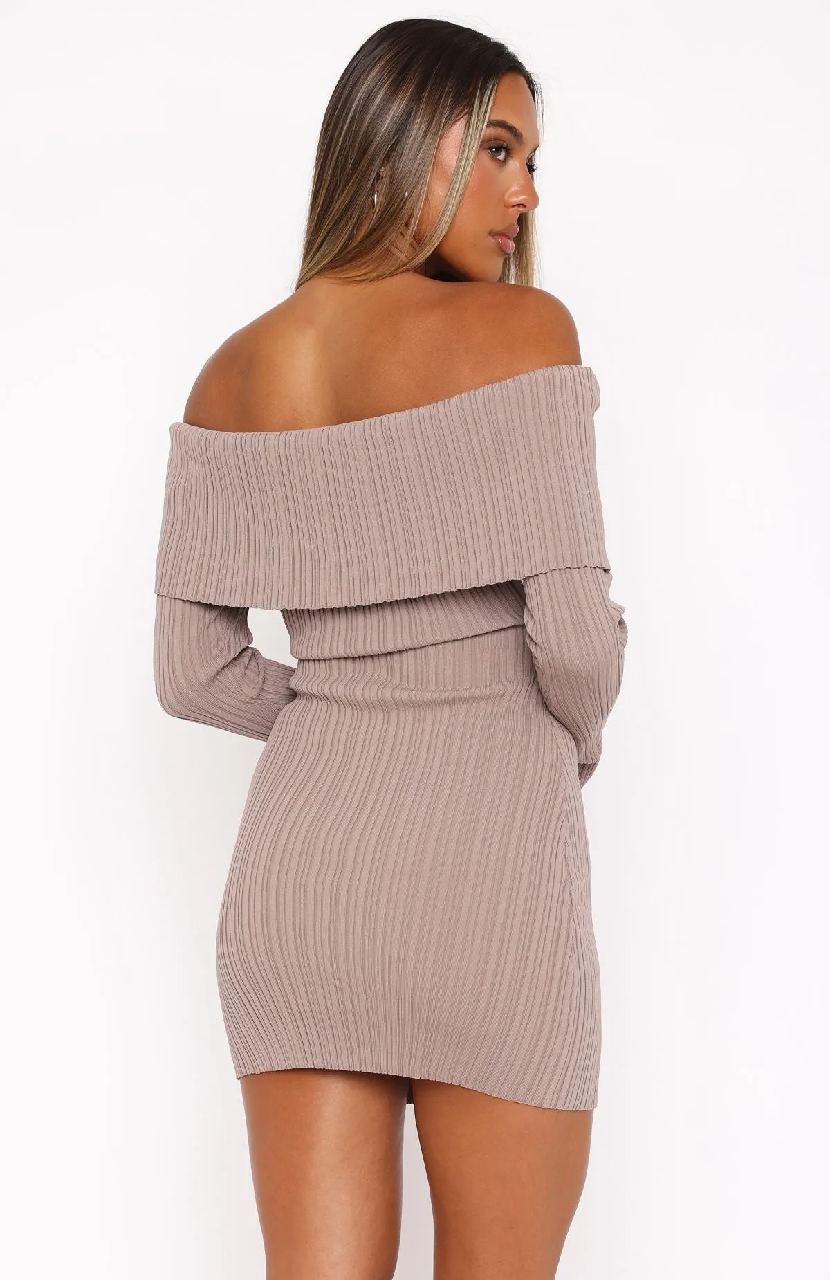 Statement Neck Date Nightwear Come And Find Me Long Sleeve Mini Dress Taupe