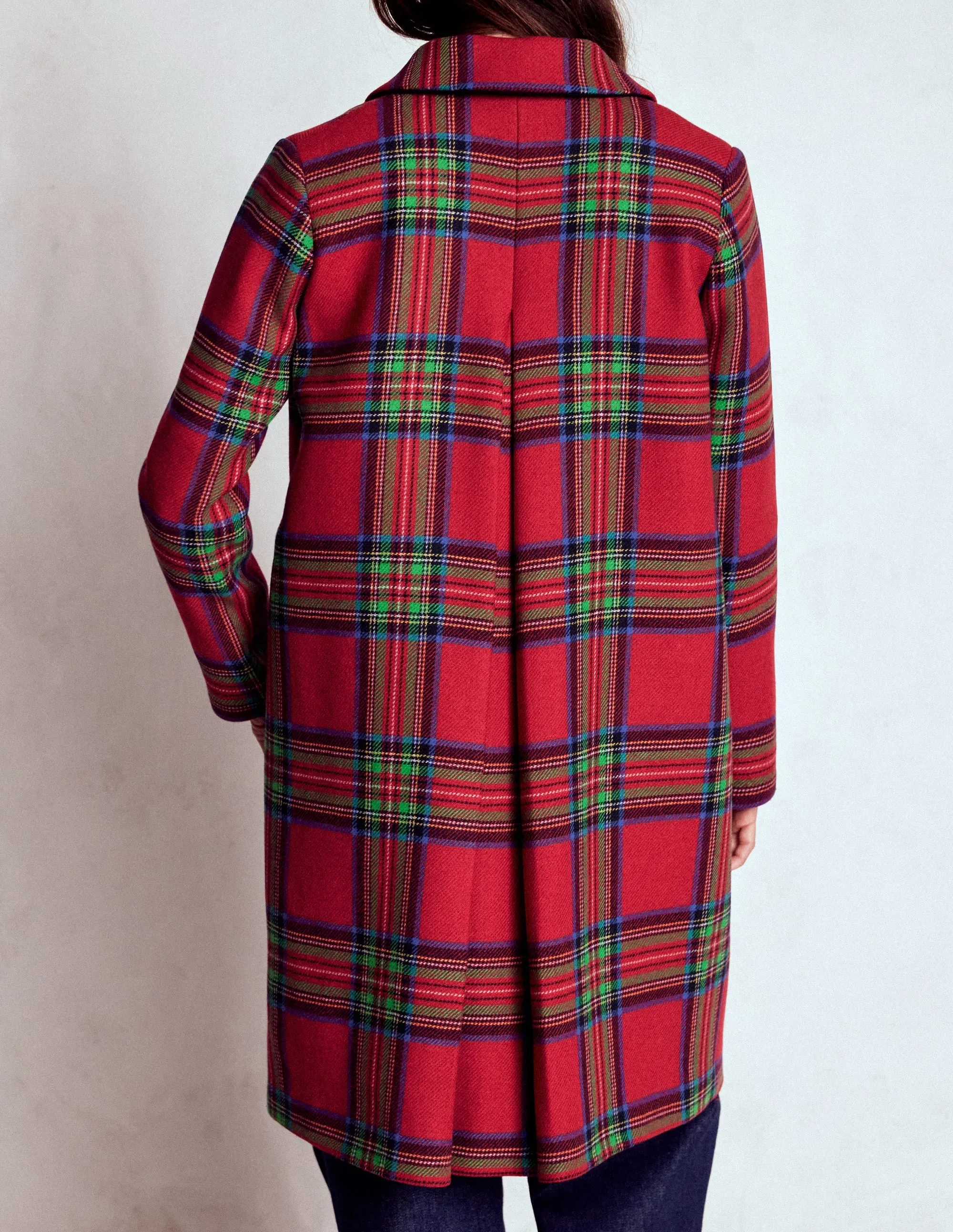 Army Style Edinburgh Swing Coat-Red, Blue and Green Check