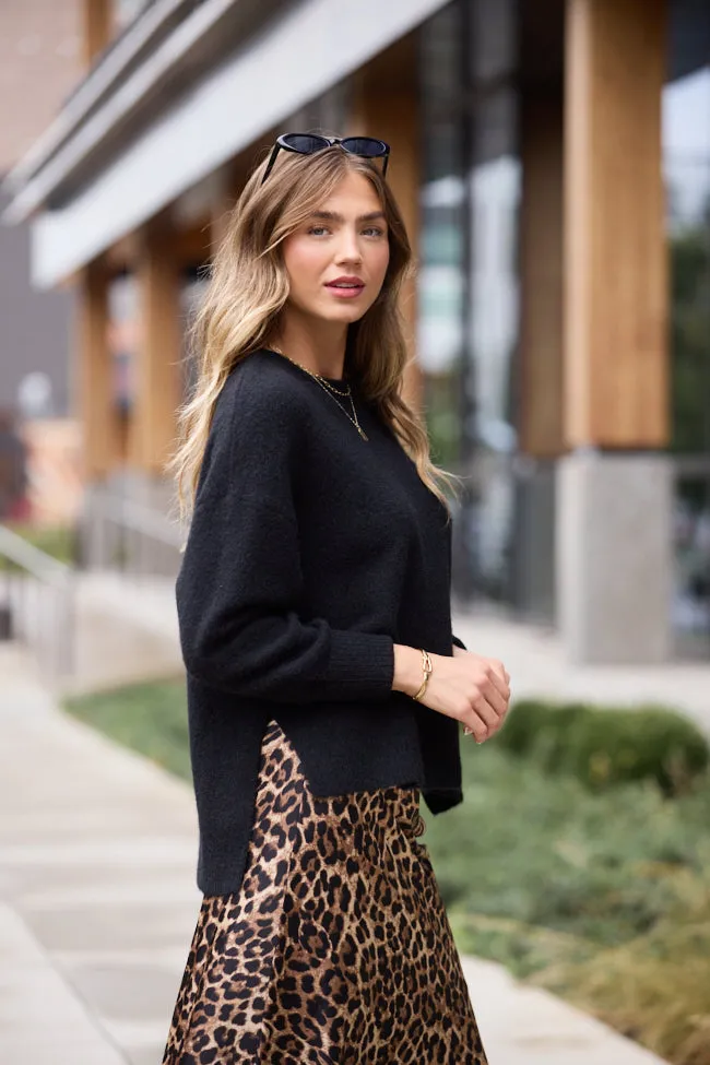 Stone Glow Garden Ease Flora Black Oversized Pullover