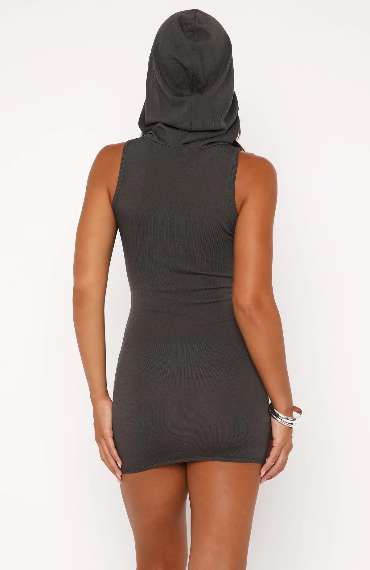 Out Of My Head Knit Mini Dress Charcoal Sleek and Sleek