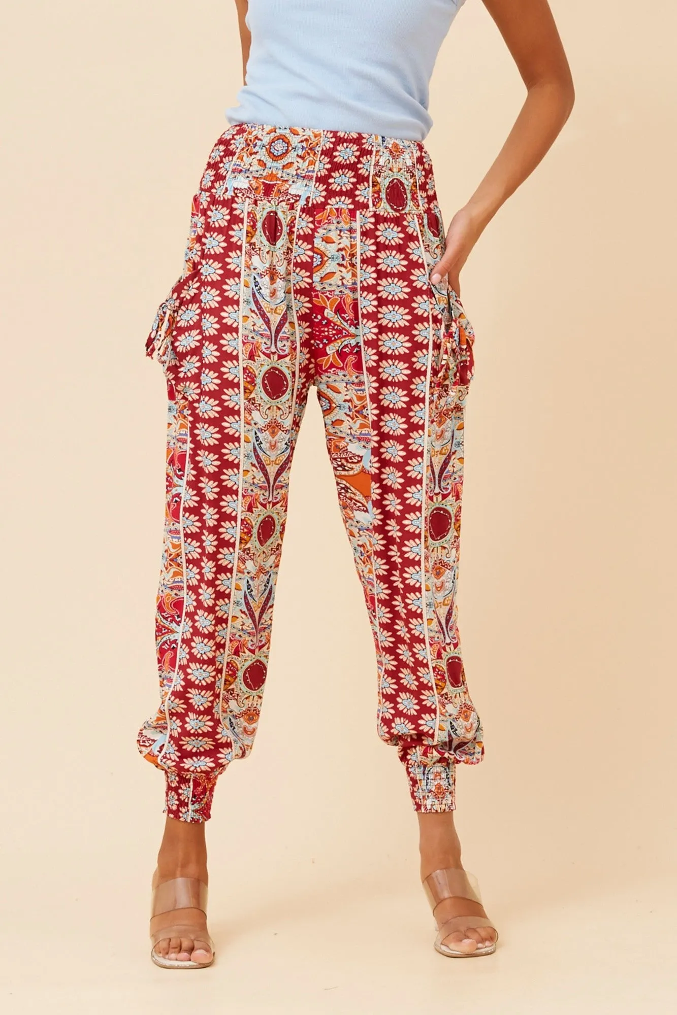 ABSTRACT PRINT HAREM PANTS Air Circulation