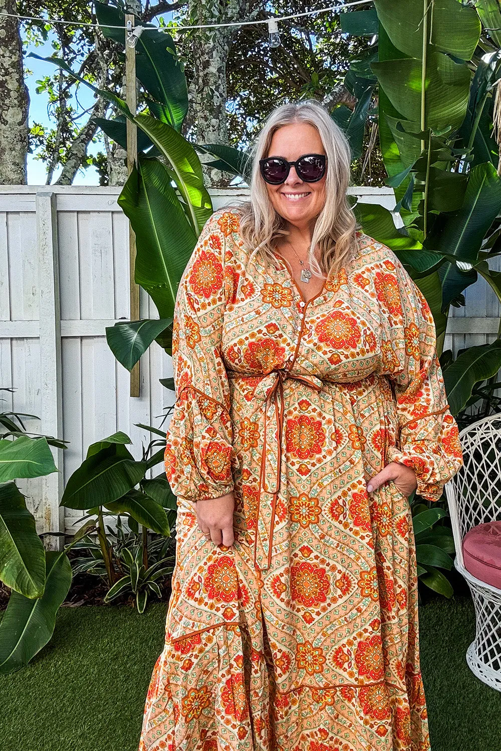 Subtle Fit Bless Glow Cherry Blossom Dress in Aquarius