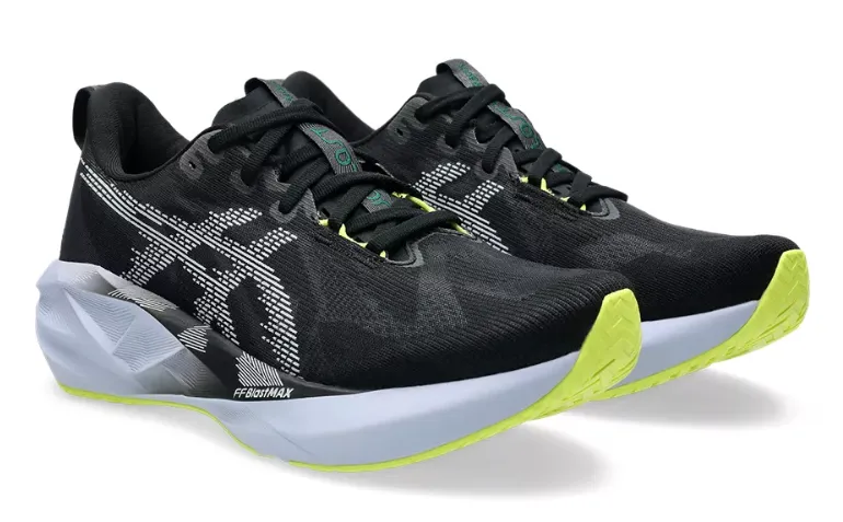 Asics Mens Trainer Novablast 5 Black/Blue Fade Adaptive Lace Closure colorful - design shoes