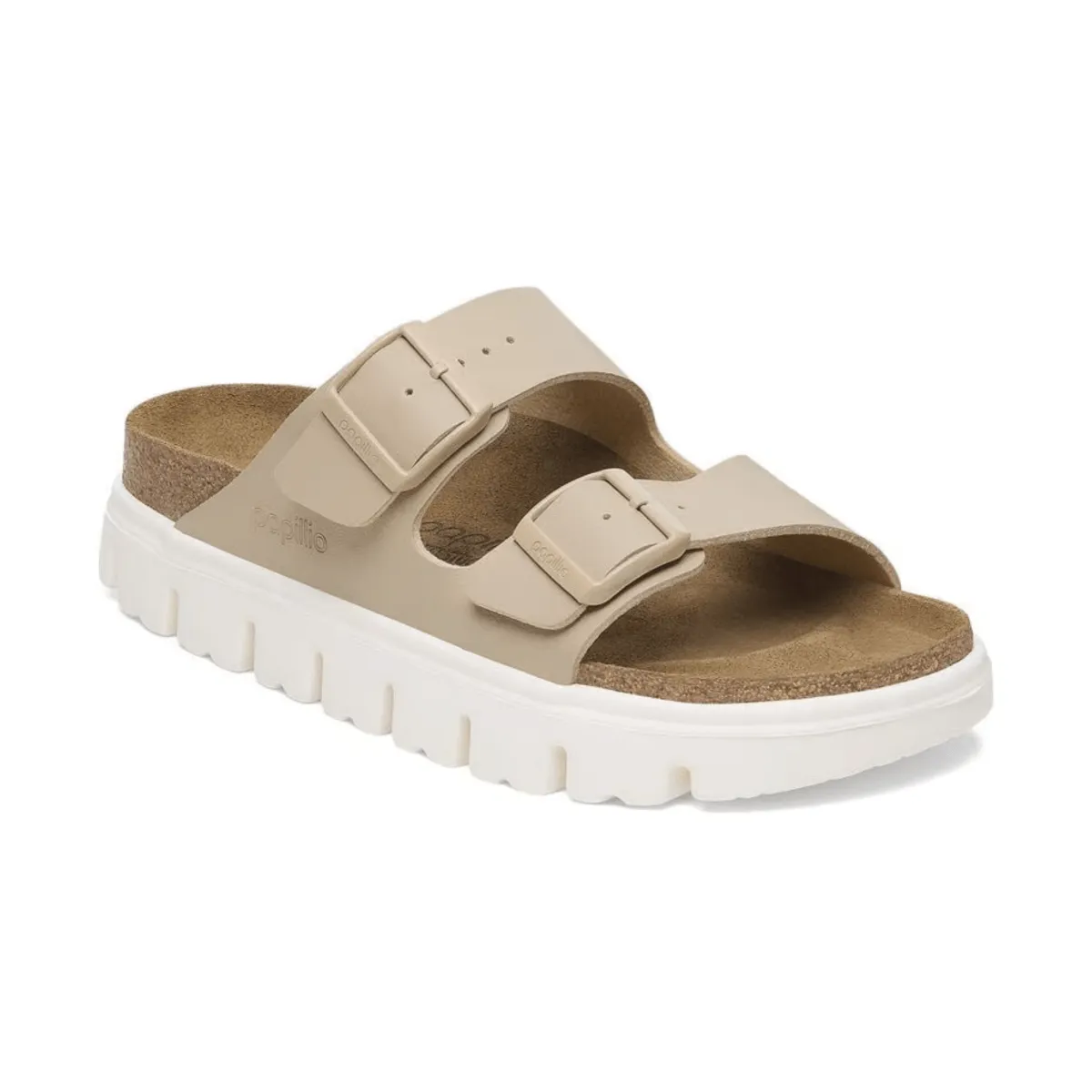 Birkenstock Women's Arizona Chunky Birko-Flor Sandcastle Soft Detail Canvas Material