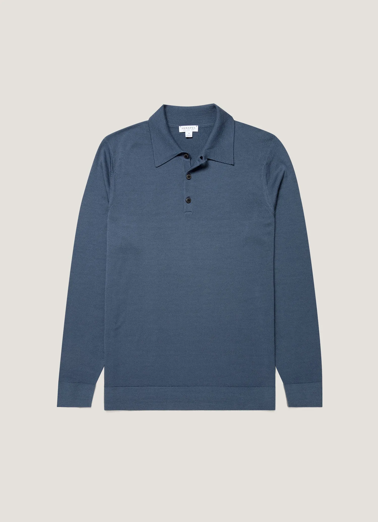 Tear Resistant Knit Men's Extra-Fine Merino Polo Shirt in Slate Blue