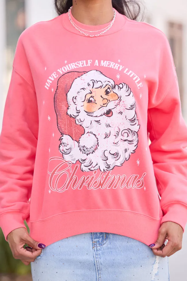 Vintage Santa Light Red Graphic Sweatshirt Fairy Mood Bright Color