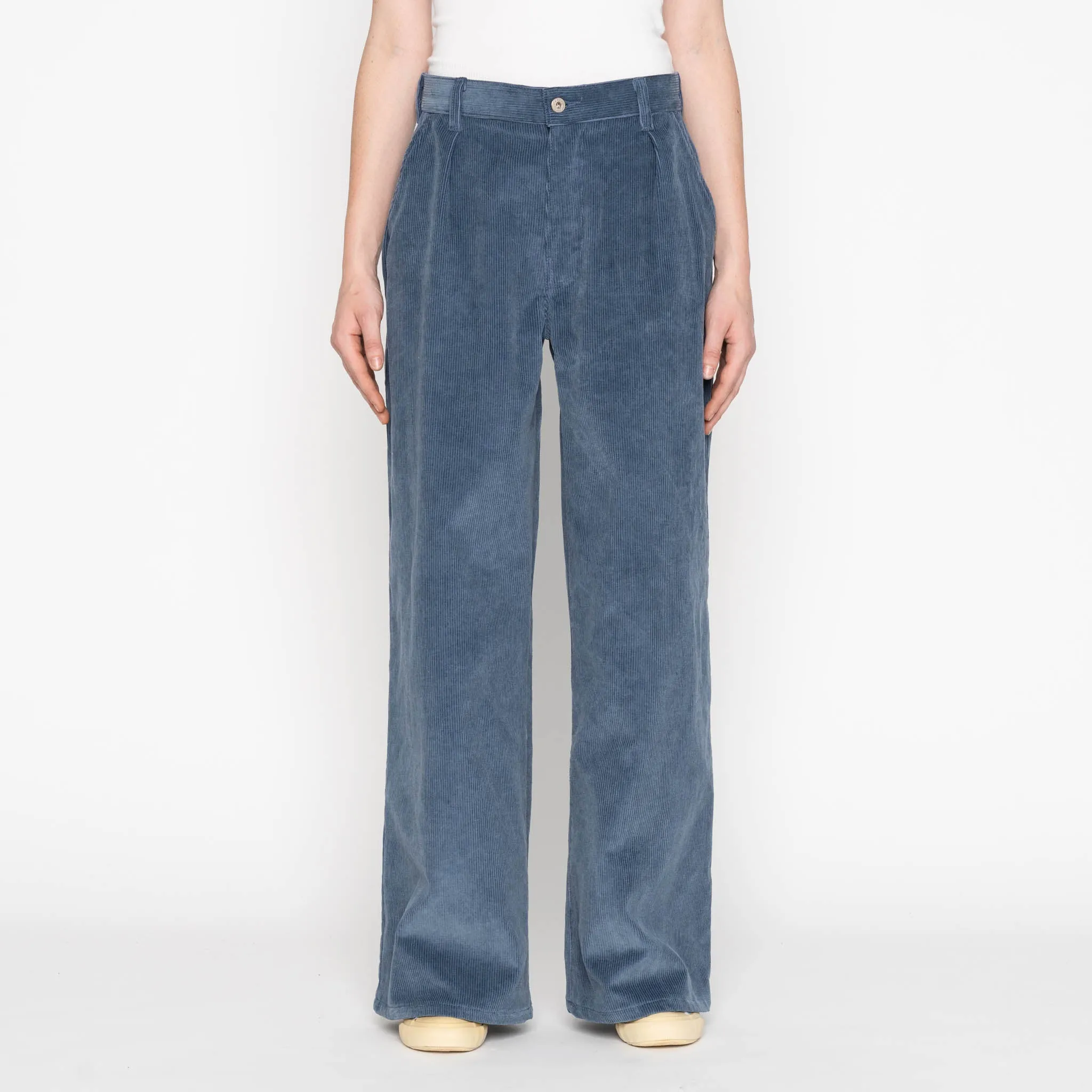 Trend Neutral Wide Leg Trouser  - Organic Faded Corduroy - Indigo