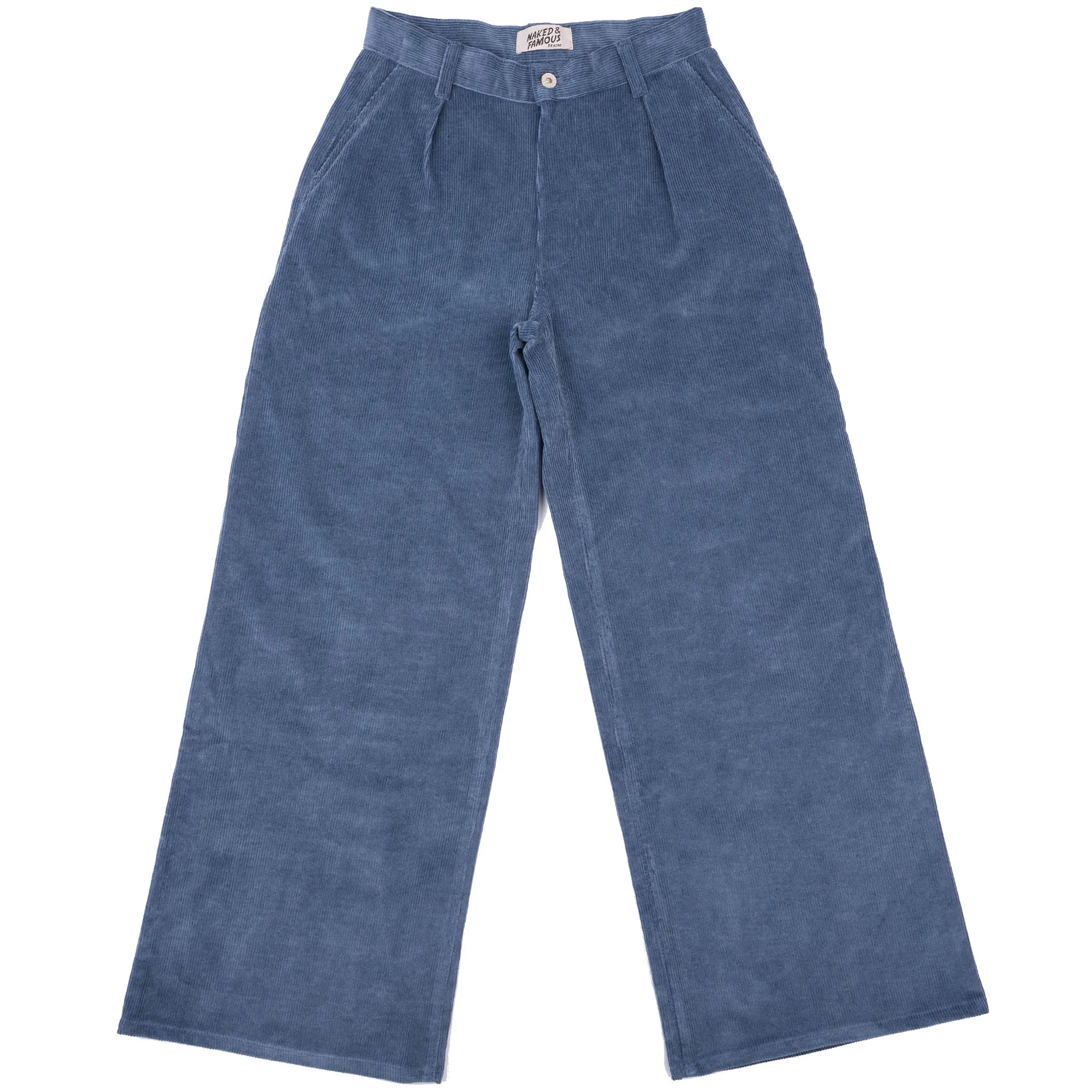 Wide Leg Trouser  - Organic Faded Corduroy - Indigo Cozy Vibe Easy Essentials