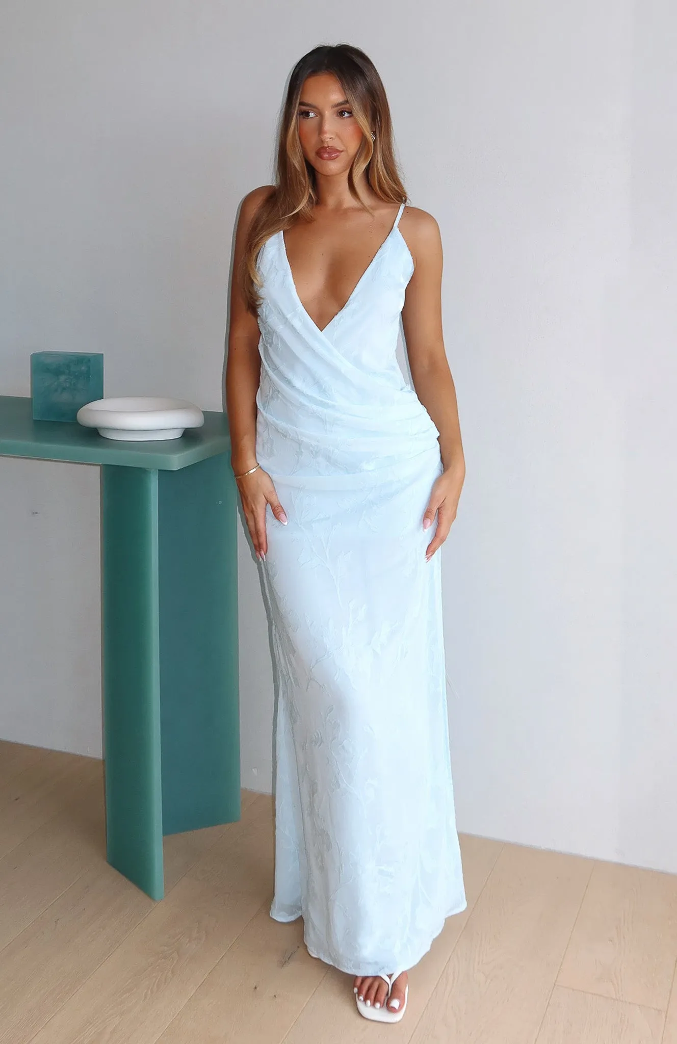 Soft But Sharp Maxi Dress Sky Blue Perfect Shape