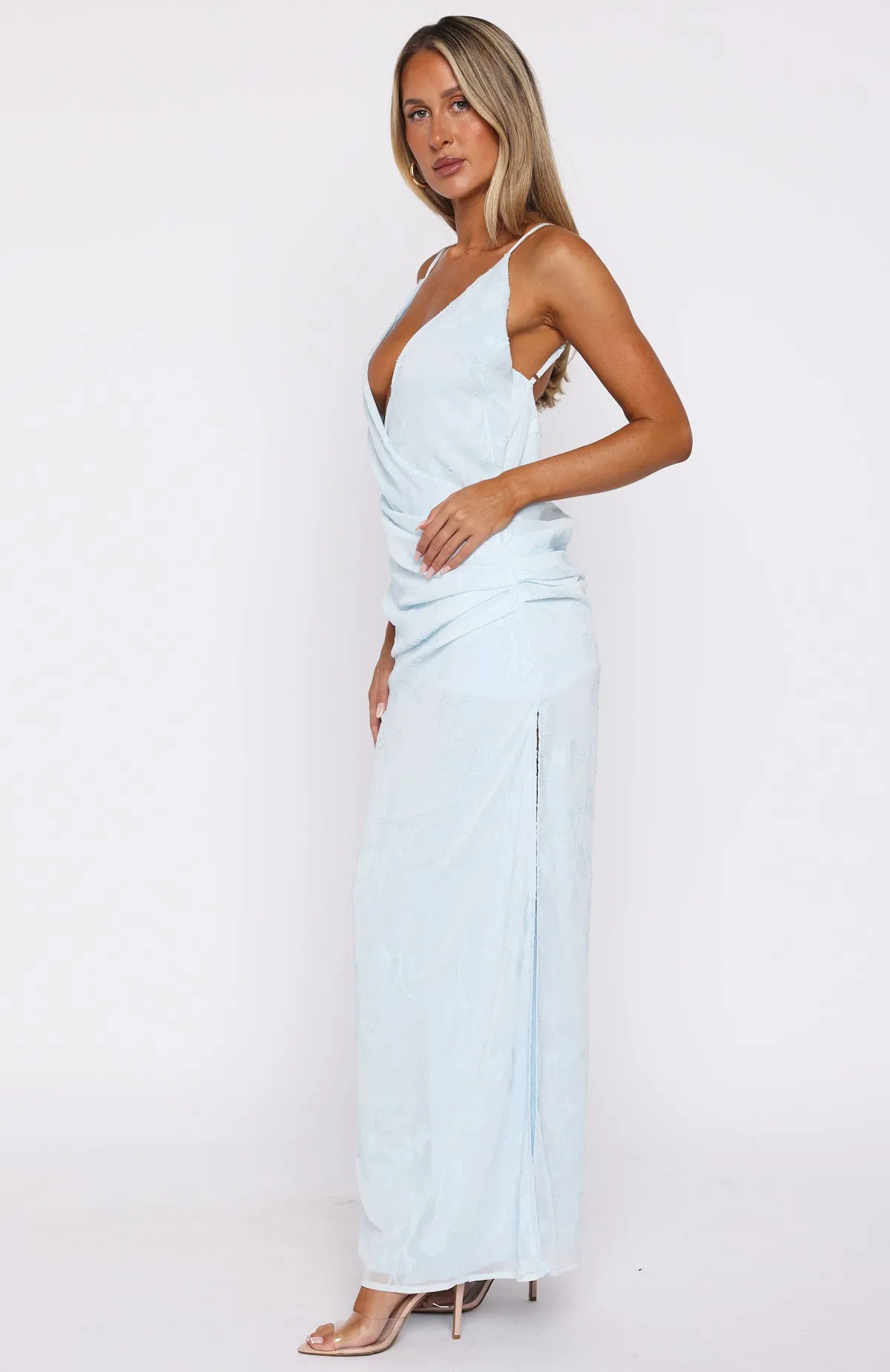 Elegant Layer Soft But Sharp Maxi Dress Sky Blue