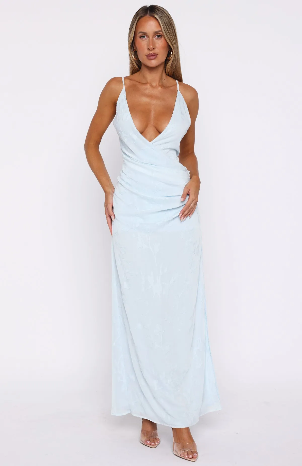Sleek Comfort Soft But Sharp Maxi Dress Sky Blue
