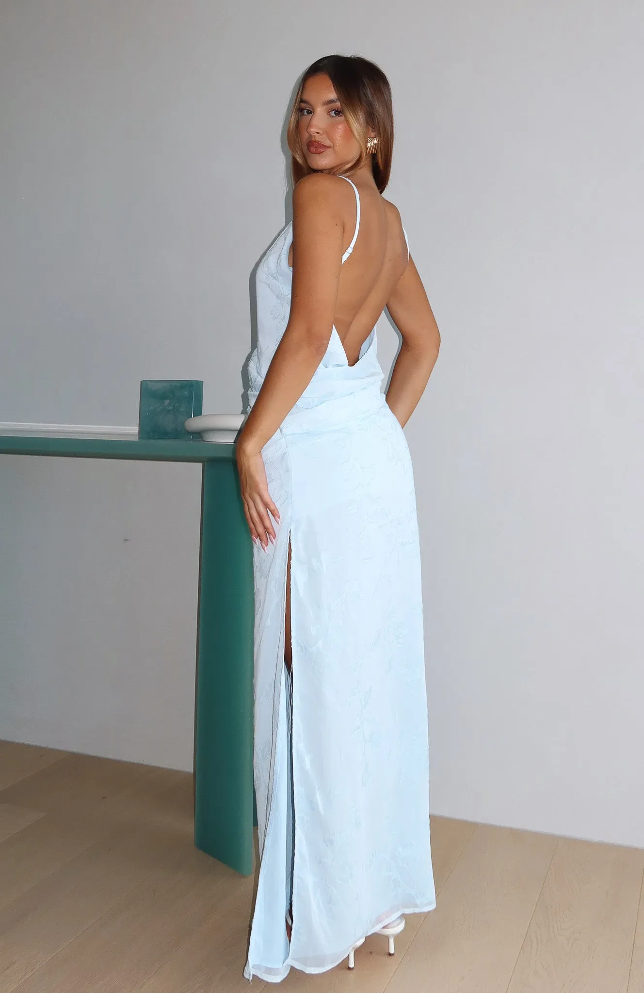 Formal Outfit Soft But Sharp Maxi Dress Sky Blue