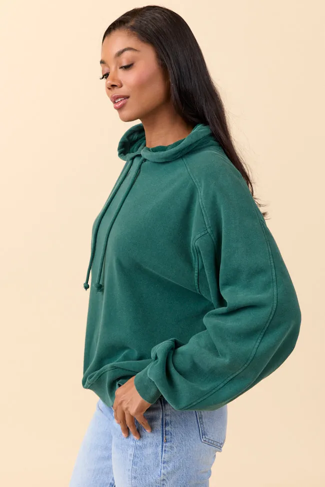 Tammie Dark Green Long Sleeve Oversized Hooded Pullover SALE Pure Cotton Vented Panels