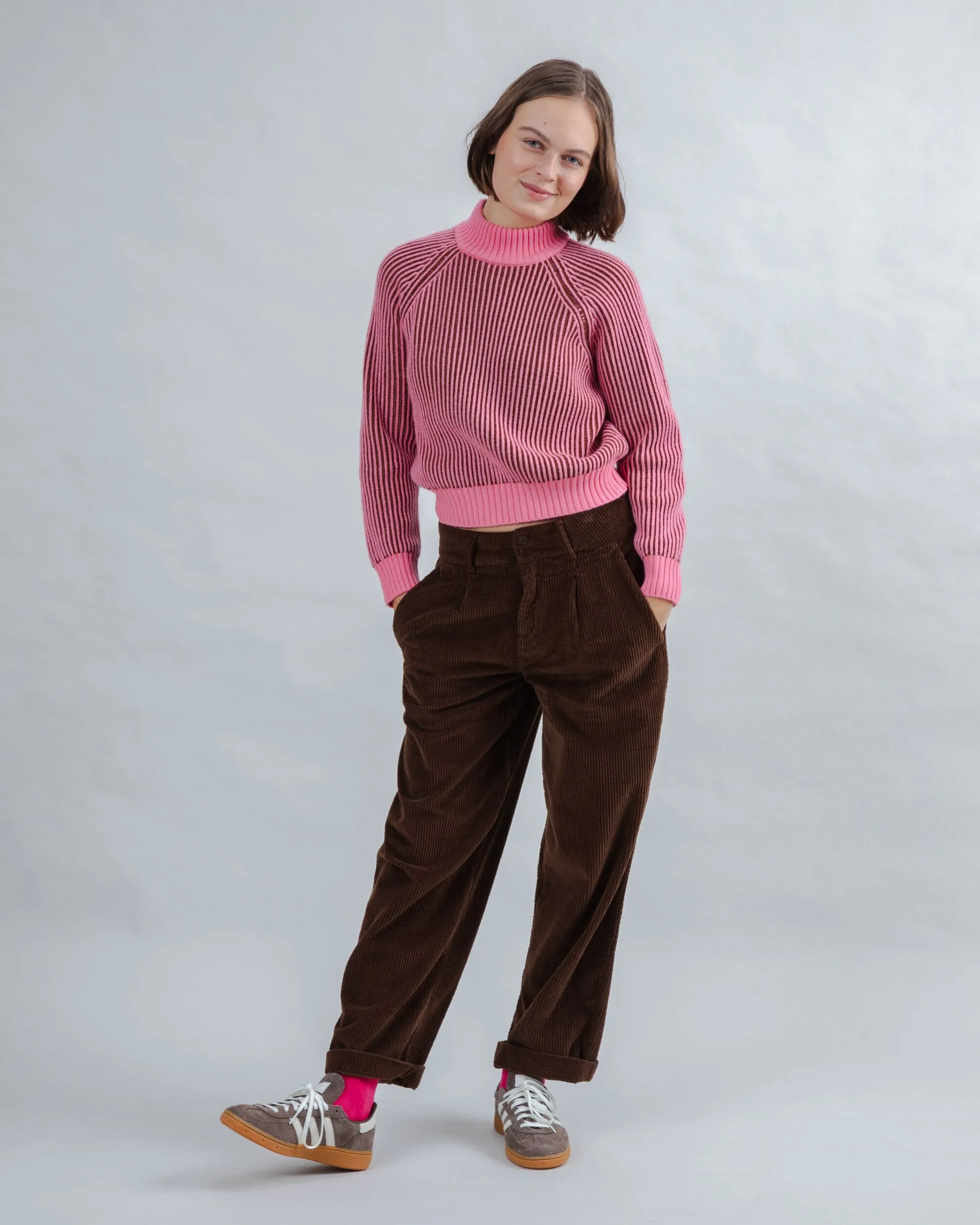 Casual Active Wear All Season Corduroy Pleated Pants Chocolate