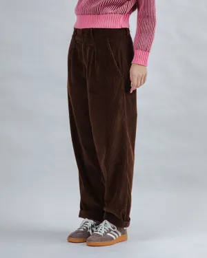 Corduroy Pleated Pants Chocolate Heat Friendly