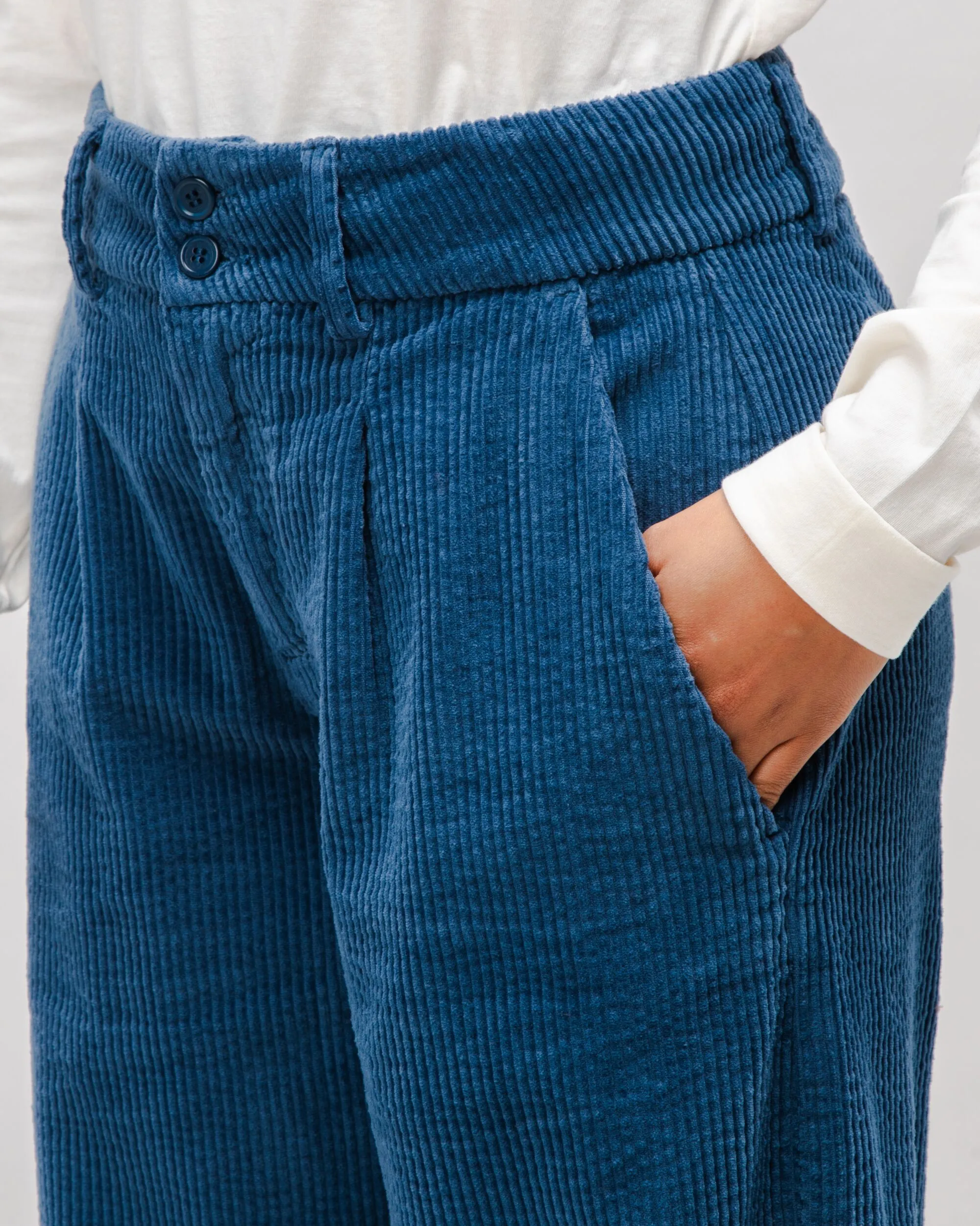 Corduroy Pleated Pants Indigo Outfit Staple Sport Friendly