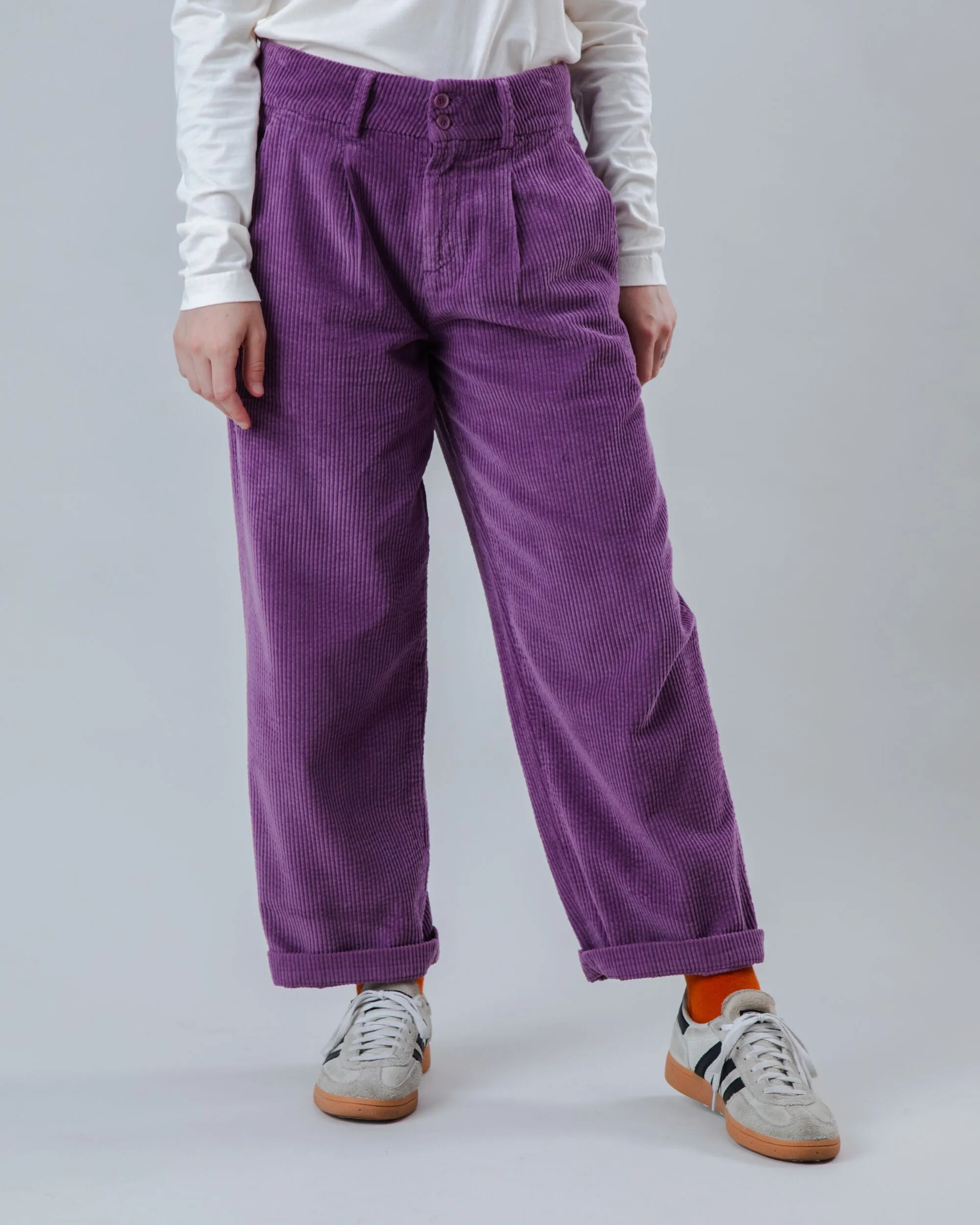Corduroy Pleated Pants Orchid Lined interior Minimal Comfort