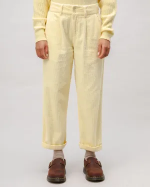 Corduroy Pleated Pants Pale Banana Sleek lines