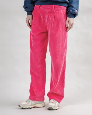 Corduroy Pleated Pants Pink Full Motion Easy Motion