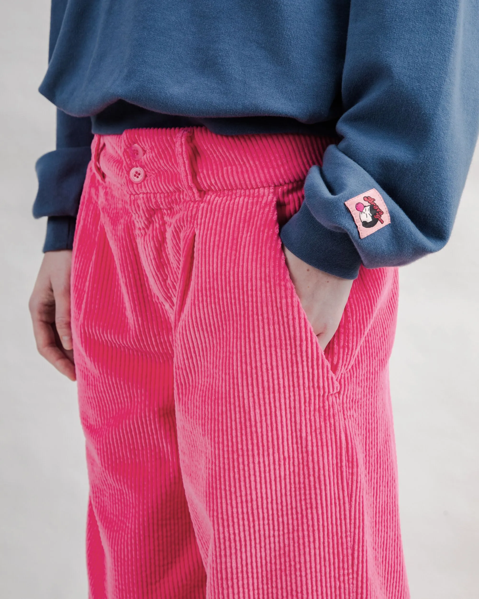 No Gap Waist Corduroy Pleated Pants Pink