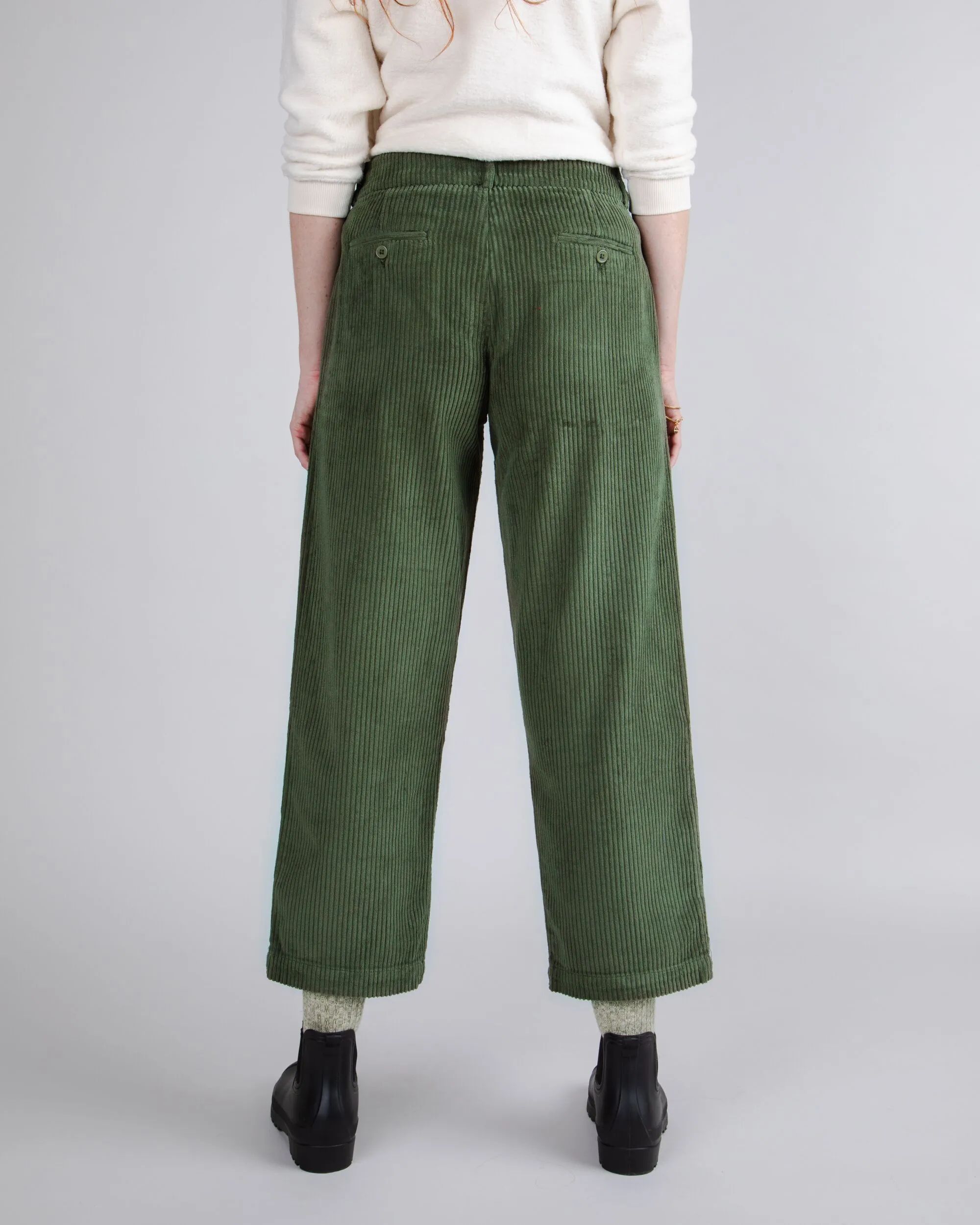 Corduroy Pleated Pants Stone Green Core Basic Layer-Friendly