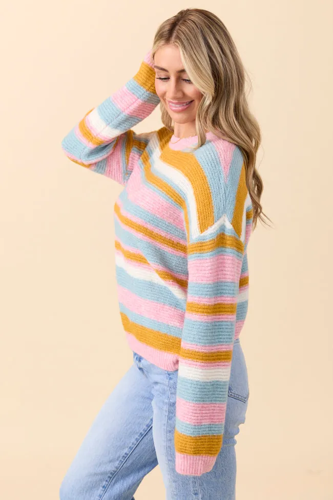 Starla Multi Striped Sweater Cloud Core Glitter Glow