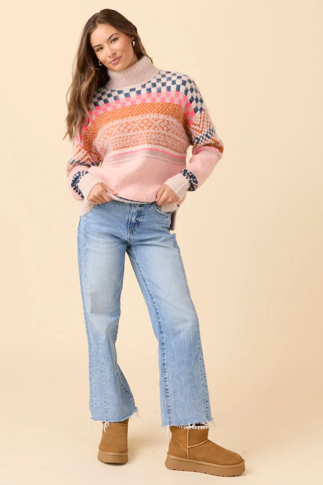 Connie Fair Isle Turtleneck Sweater Cotton Glow