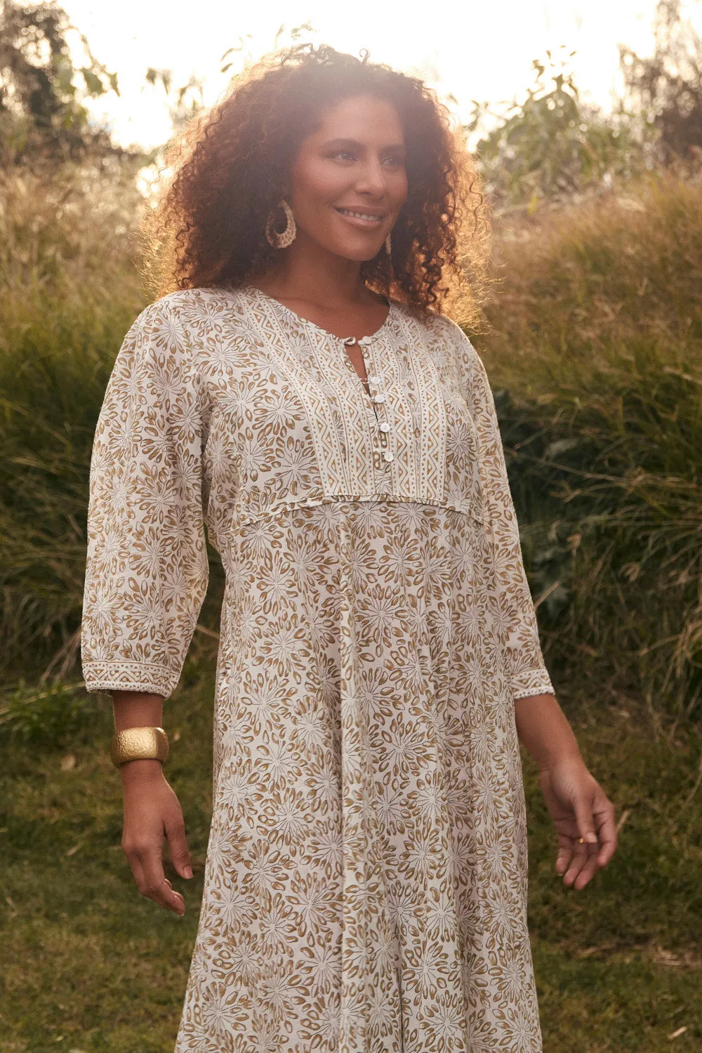 Cozy Vibes Bonnie Umbrella Dress in Savanna