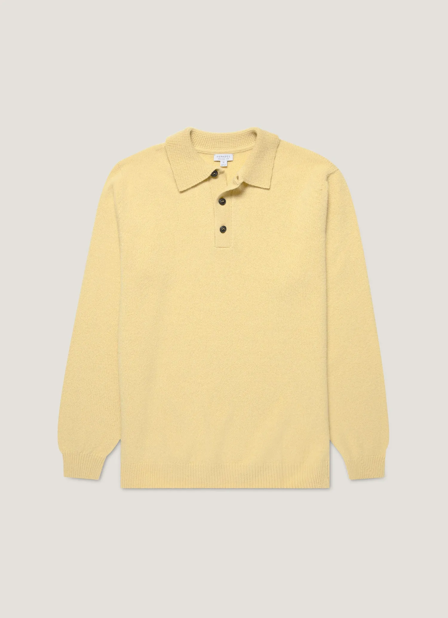 Men's Lambswool Polo Shirt in Dusty Yellow Soft And Comfortable