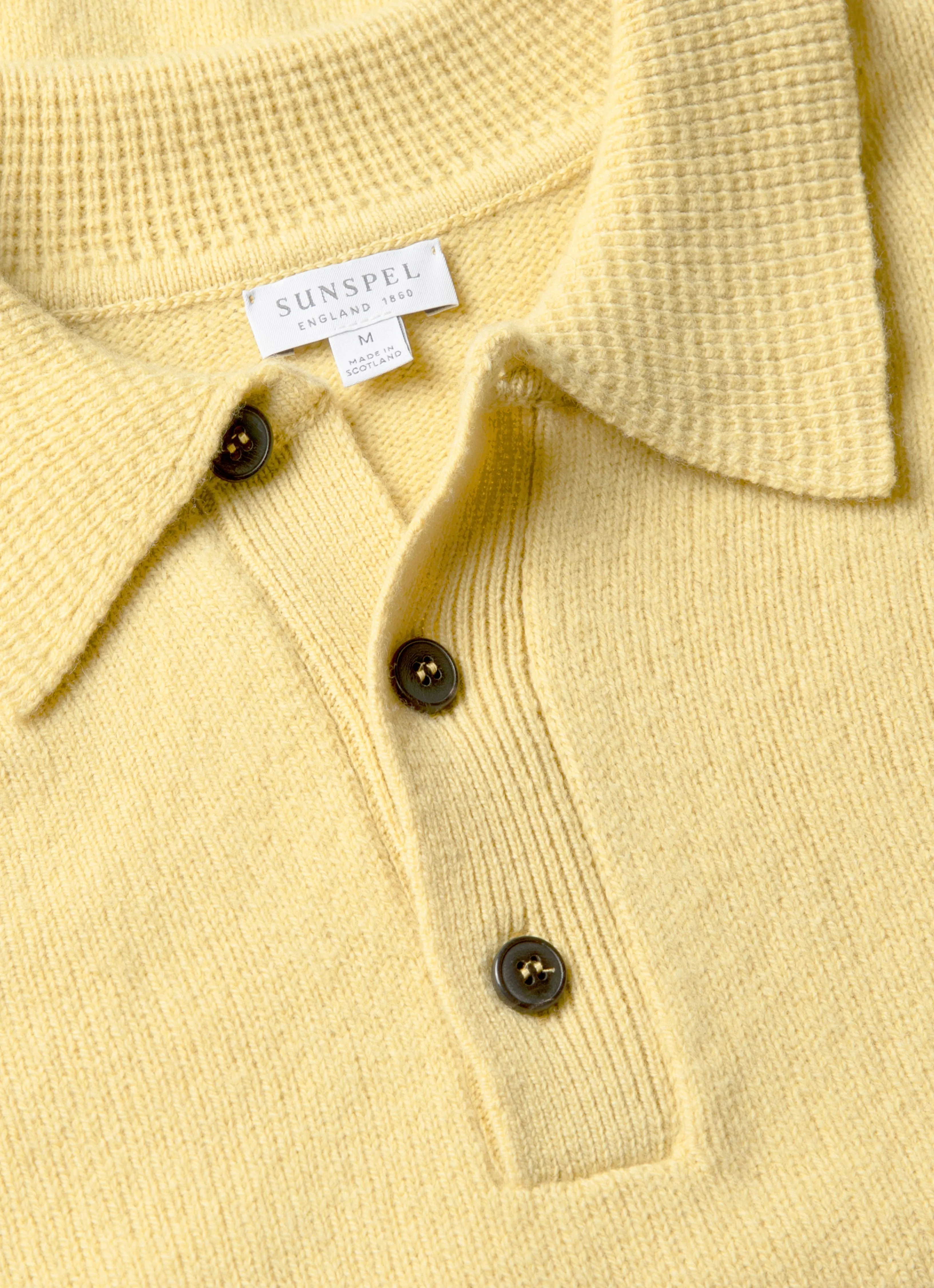 Men's Lambswool Polo Shirt in Dusty Yellow SoftTouchFinish