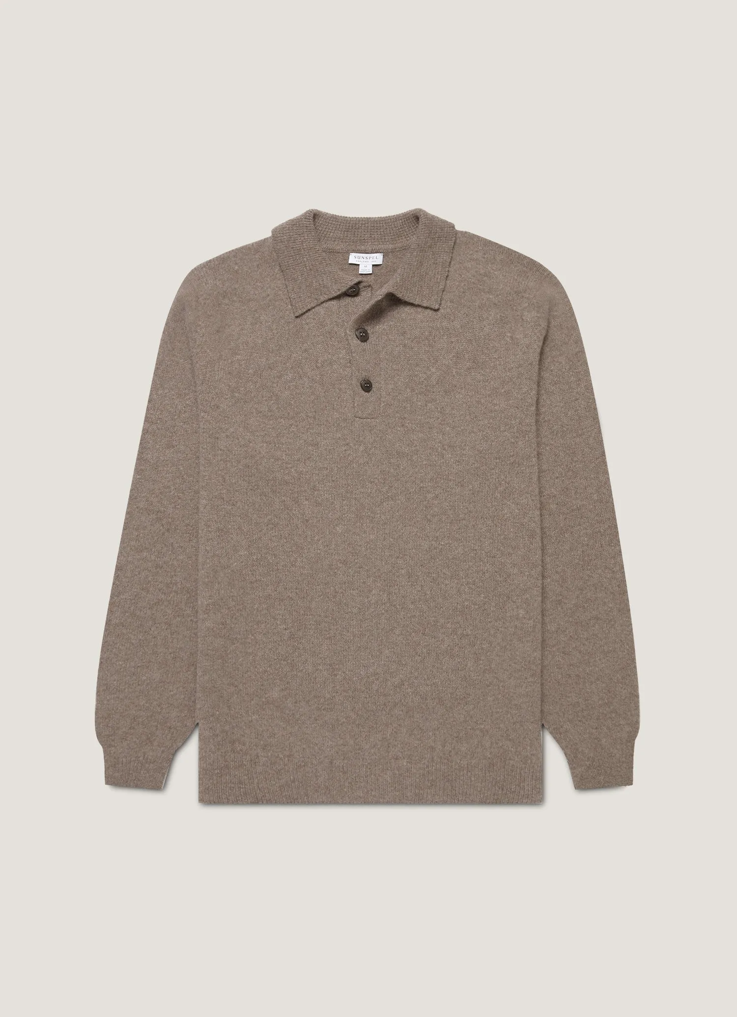 Men's Lambswool Polo Shirt in Bark Comfort Style