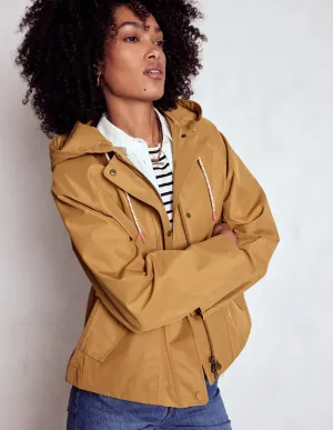 High Performance Blend Cropped Rain Mac-Hazelnut Brown