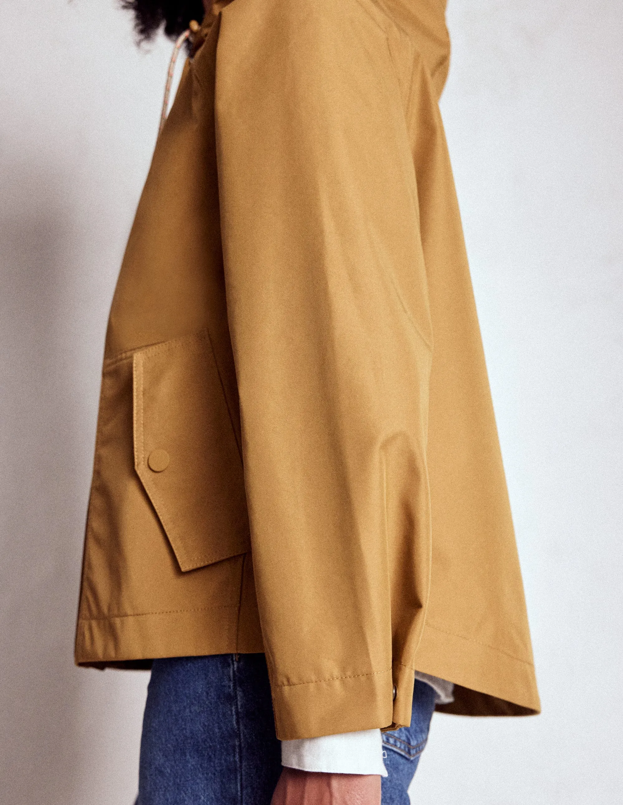 Everyday Urban Style All Season Performance Weave Cropped Rain Mac-Hazelnut Brown