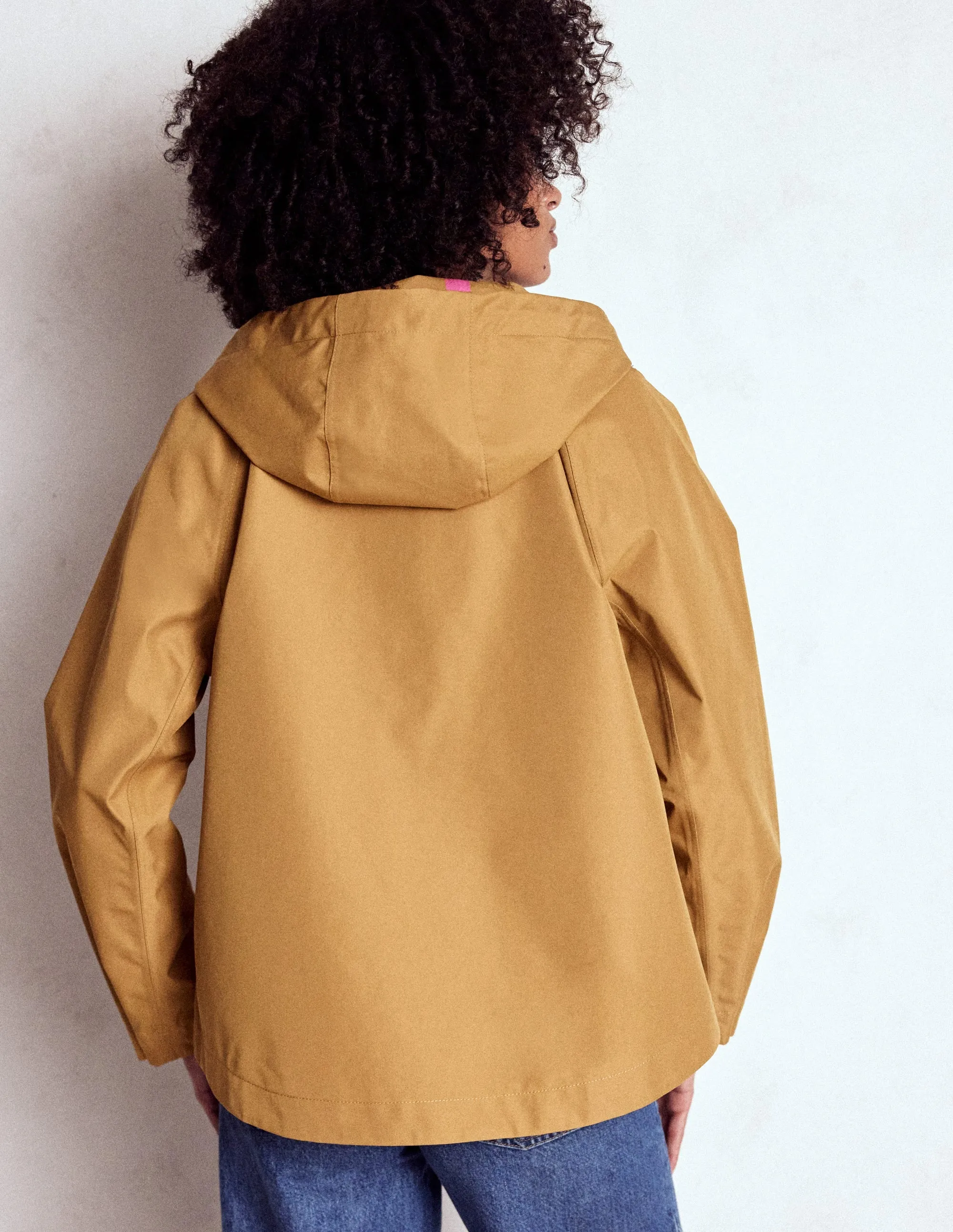 Cropped Rain Mac-Hazelnut Brown Convertible Sleeves