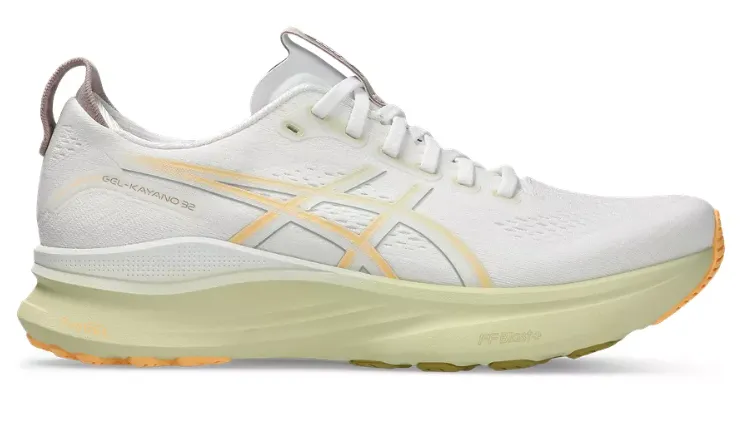 Asics Mens Trainer Gel Kayano 32 White/Orange Glow Endurance Design Comfort Grip