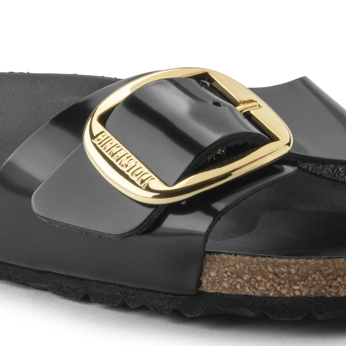 Trend Ready Air Cushion Birkenstock Women's Madrid Big Buckle High Shine Black Leather