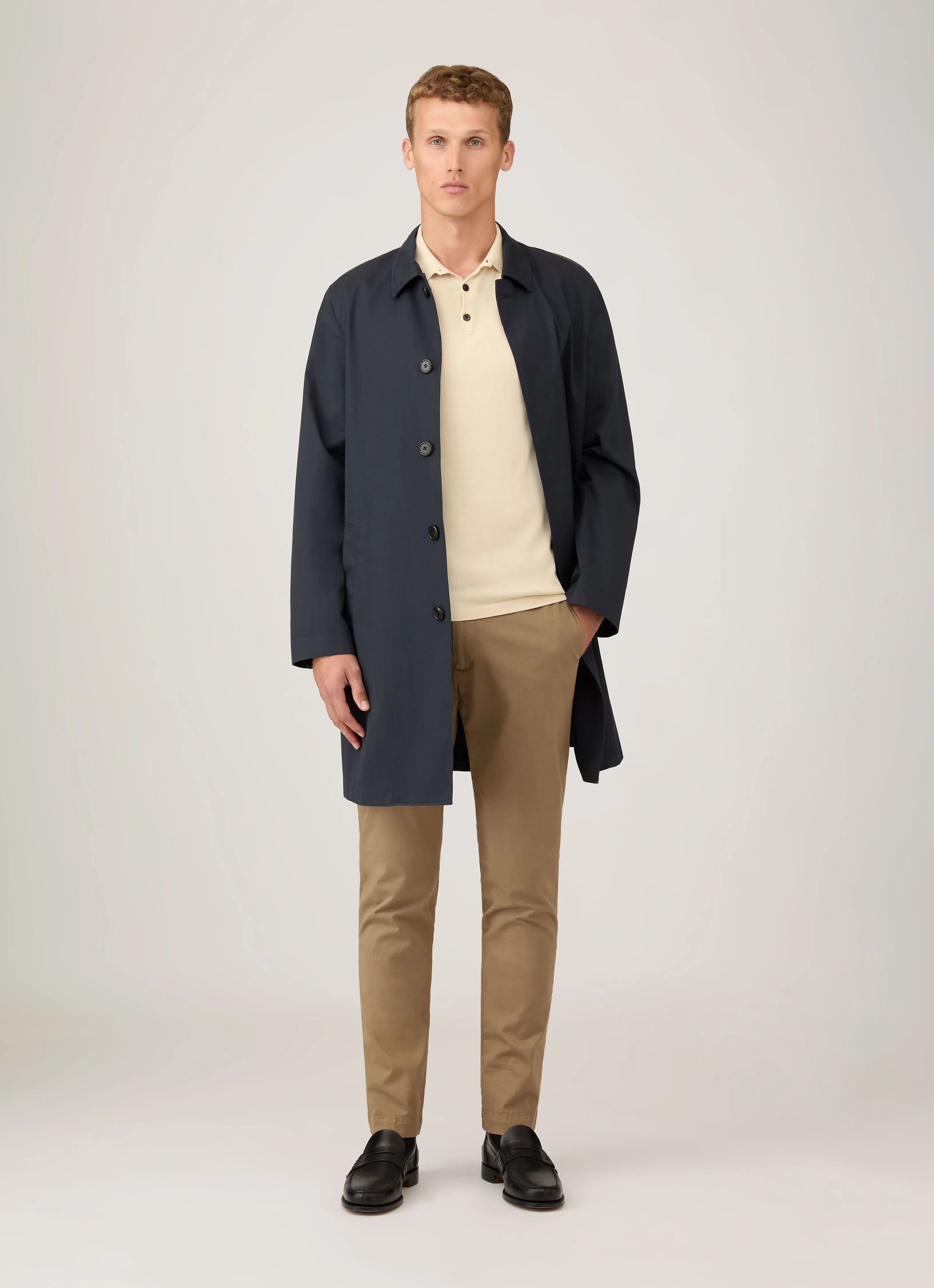 Men's Sea Island Cotton Knit Polo Shirt in Undyed Layering Options