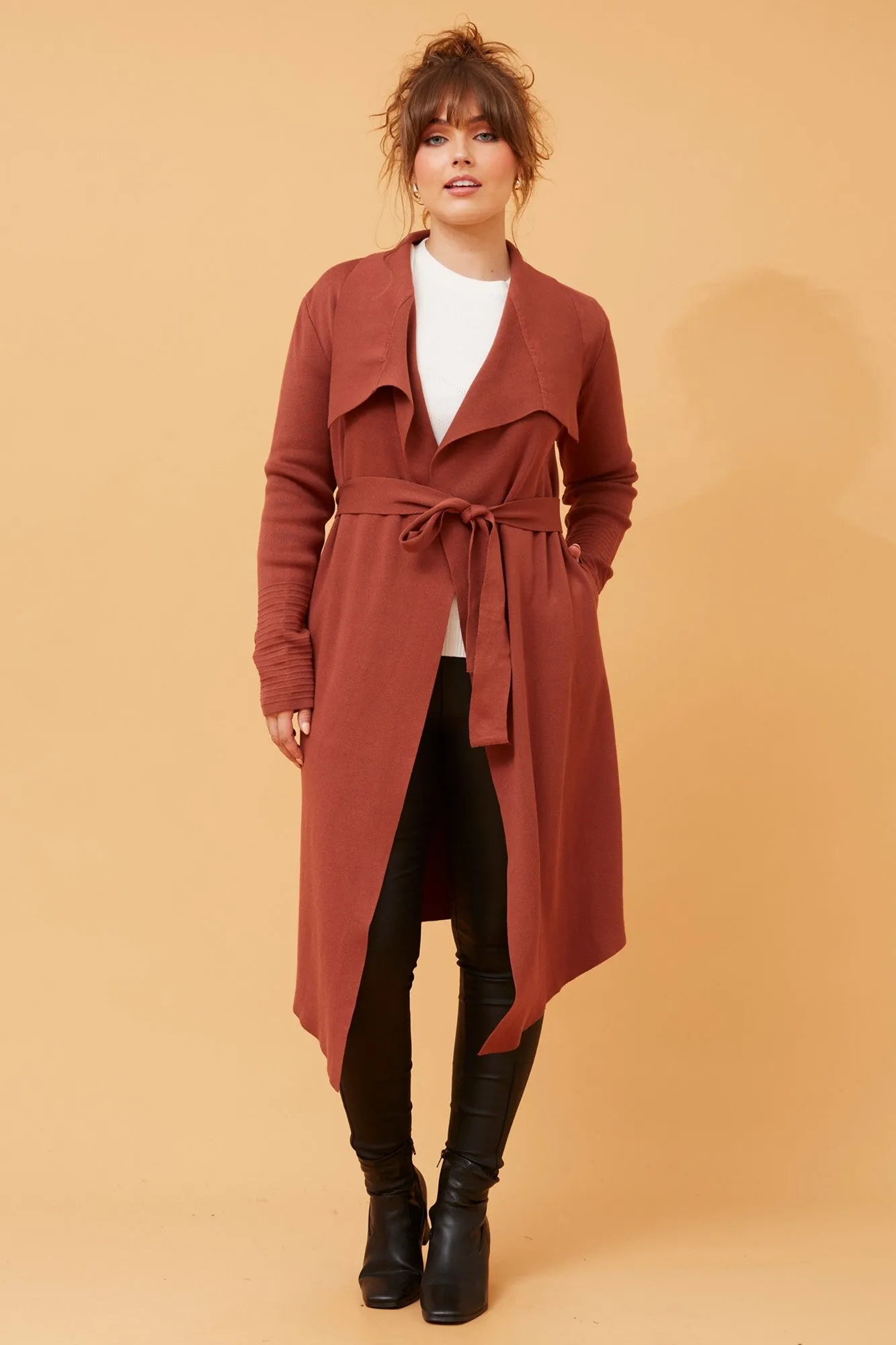 DARINA WATERFALL KNIT CARDIGAN Stylish Comfort Double Layered Hood