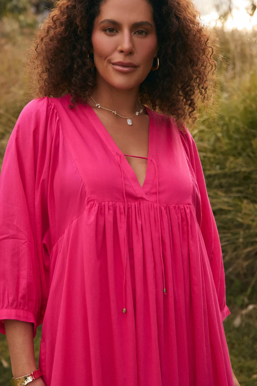 Chilly Day Comfort Polished Design Cairo Boho Dress in Raspberry