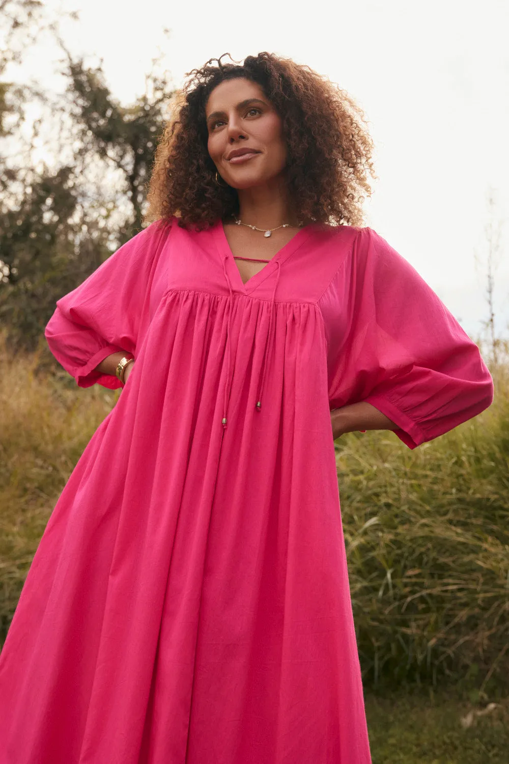 Cairo Boho Dress in Raspberry Casual Comfort Happy Fit