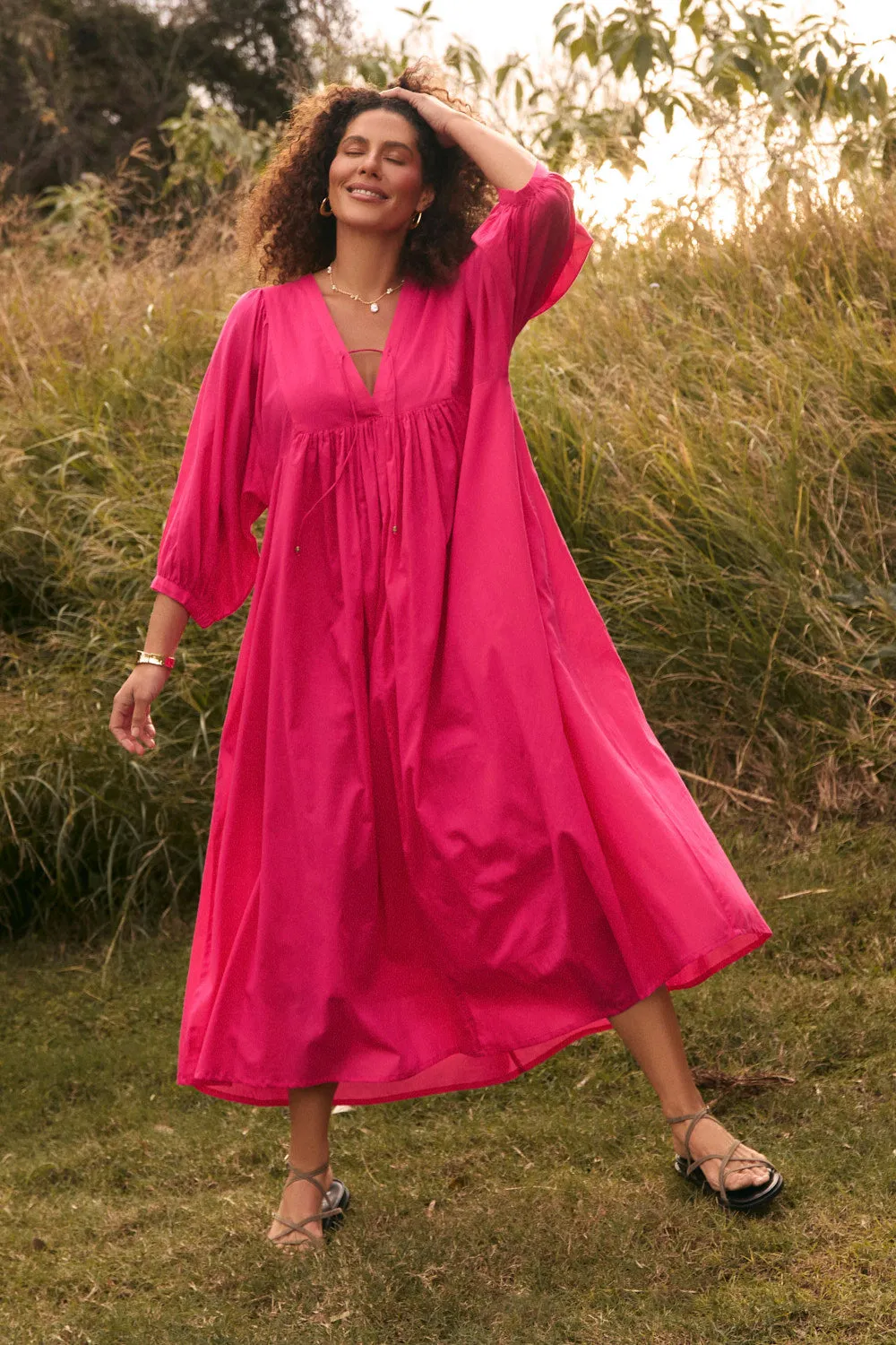 Cairo Boho Dress in Raspberry Chic Tailoring Form Focus