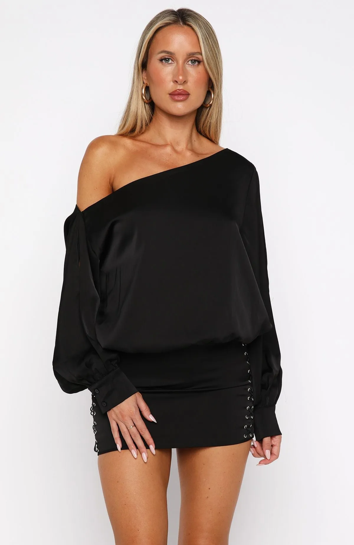 Love Letter Long Sleeve Mini Dress Black Relax Appeal