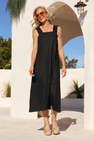 Sophisticated cocktail dress Claire Maxi Linen Dress in Black