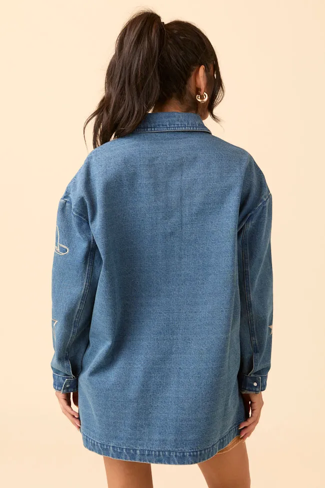 AntiBacterialTextile Scout Western Print Oversized Denim Shirt