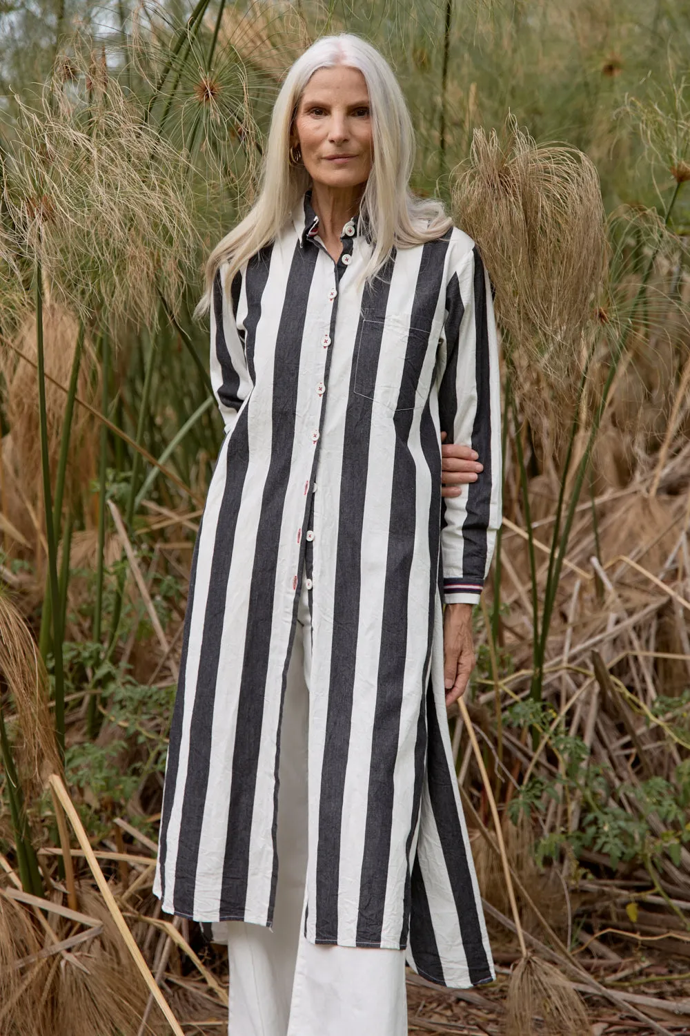Natalia Shirt Dress in Harbour Lines Seamless-Look EasyCareMaterial
