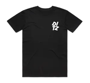 Non Fading Material Feminine Appeal DITZ Pocket Logo Black T-Shirt