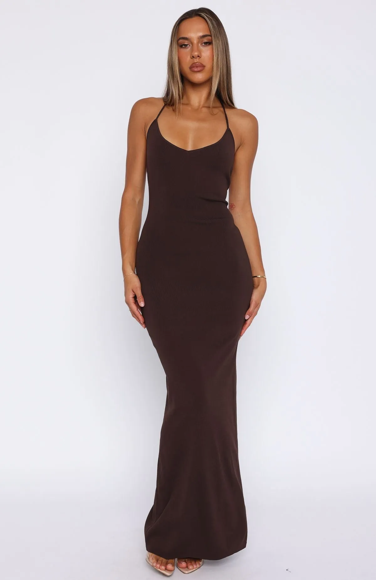 Don't Need Permission Maxi Dress Chocolate Bright Accent